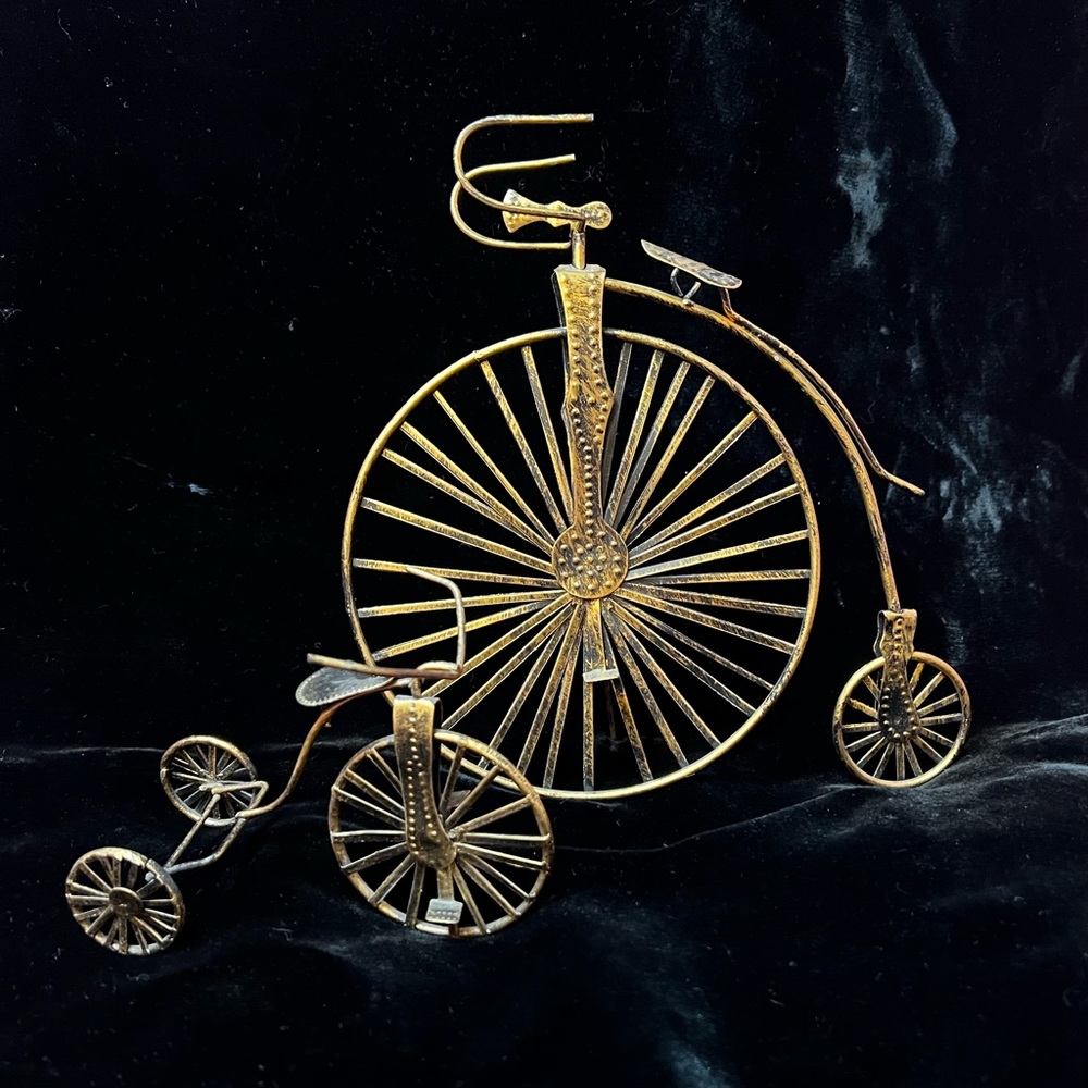 Vintage Gold color Metal Bicycle Sculpture